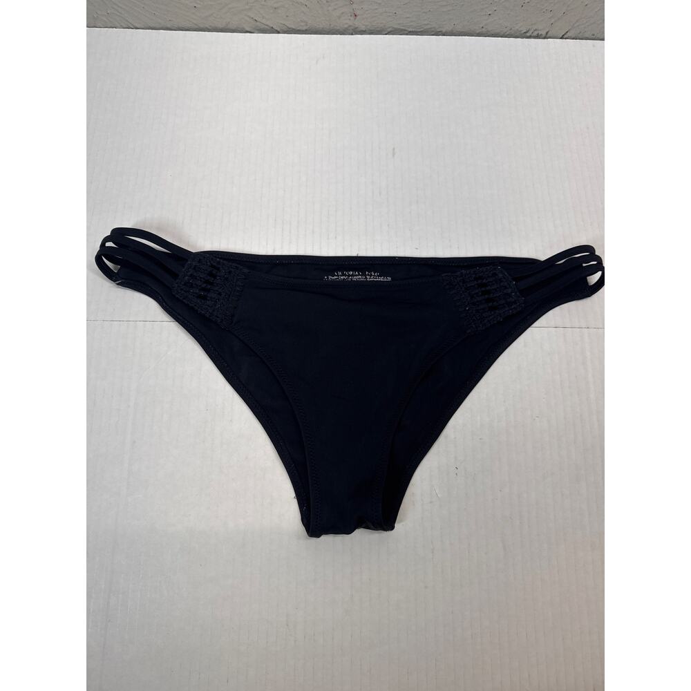 Victorias Secret Black Bikini Bottoms Beach Swim‎ Sports Womens Size Medium
